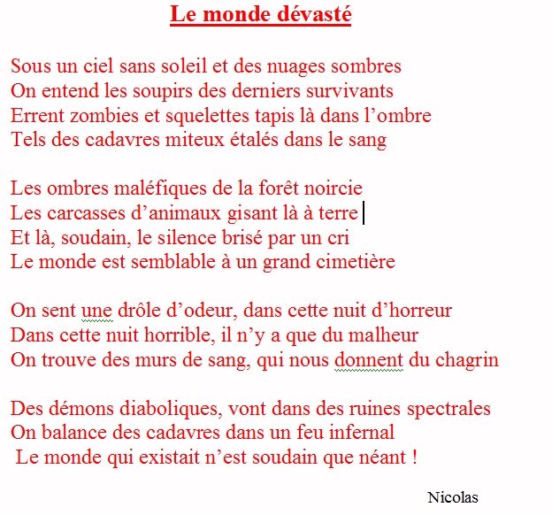 Les Poemes Des 5eme 5 College Albert Camus De Genlis